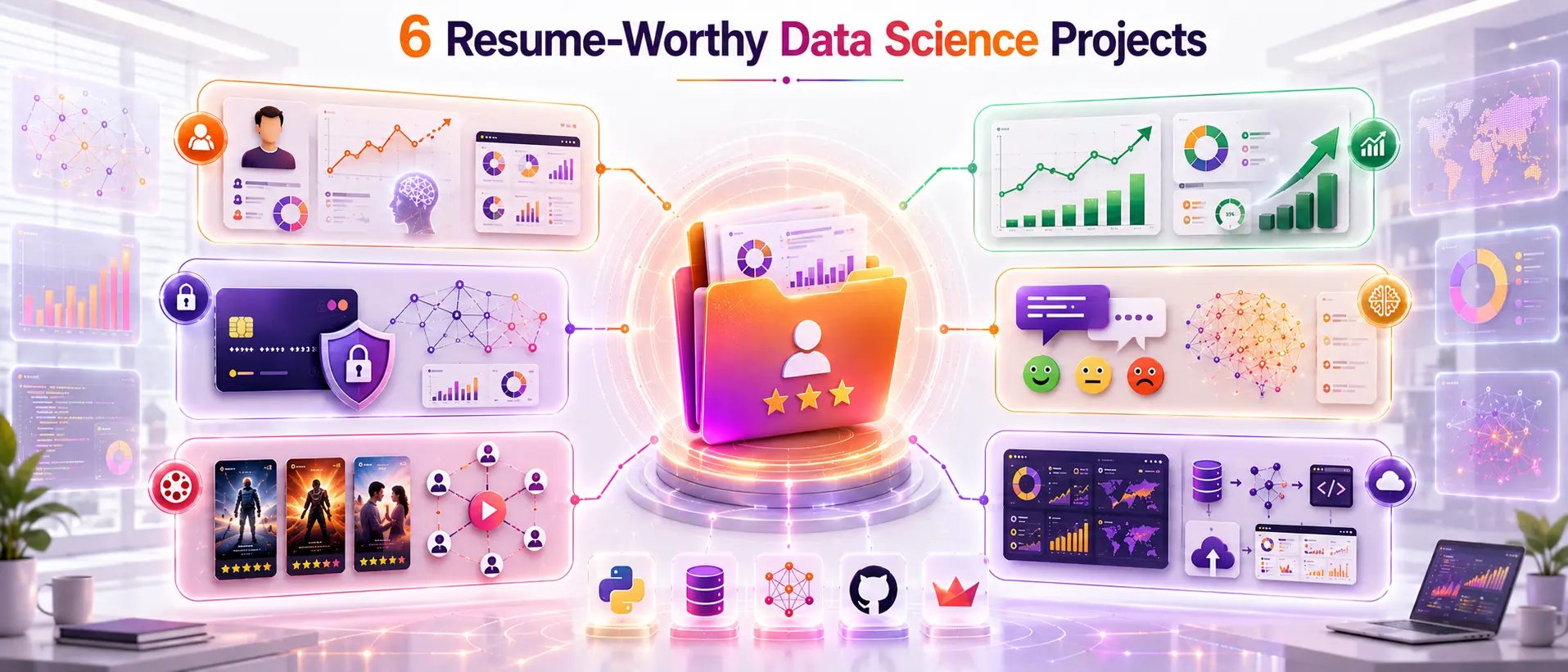 Data science resume projects in 2026 showing GitHub portfolio, analytics dashboard, machine learning workflow, and recruiter checklist.